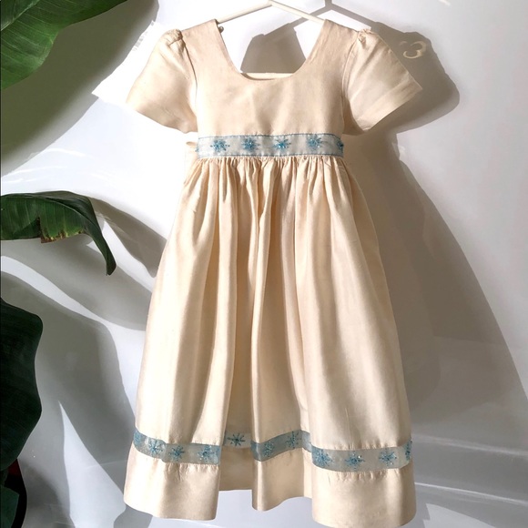 Cassie’s Creations of California Other - Girls Special Occasion Dress Cream w Aqua Lace 3T